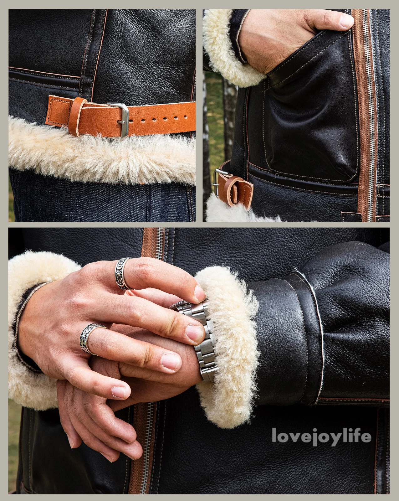 Red Tornado Retro Fur Integrate Leather Aviator Jacket Winter B3