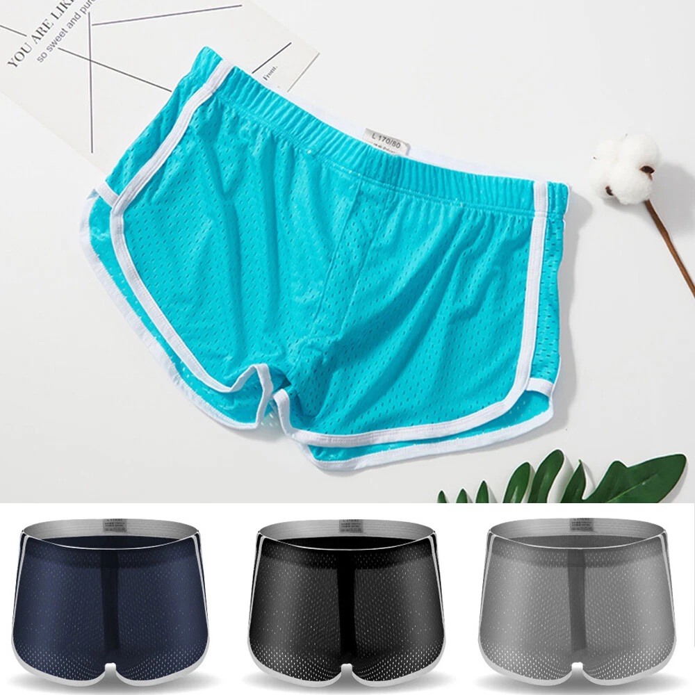 Trunks Boxer Briefs Male Shorts Underwear Underpants Drawers Hollow Ice  Silk Men