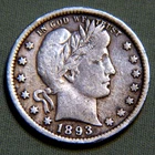 1893 Silver Barber Quarter Choice High Grade Details - Lot 1773