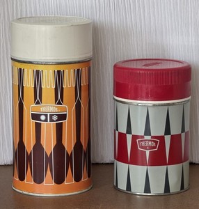 Two Vintage  1971  Wide Mouth King Seeley Thermoses 