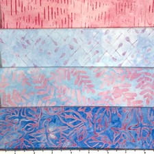 Lot of 4 1 Yard Cuts 100 Cotton Quilting Batik Fabric Pink Blue Red 140D