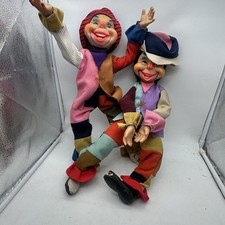 Vintage Rubber Face Clown Doll Hobo Plush Set Of 2 Kitschy Creepy READ