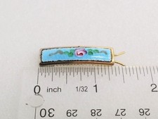 Vintage Gold Tone Enamel Floral Hair Clip Barrette