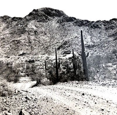 Arizona black and white photo of Socorro gold mine near Salome, La Paz, County