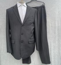 Next Suit Grey Light Check 42"L Jacket Trousers W36" L32" Wool Machine washable