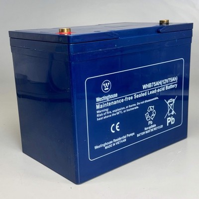 WESTINGHOUSE Battery WHB75AH Size 10 Lx6.5 Wx8 H Blue Used