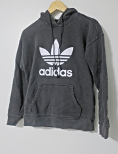 Adidas FM3307 Originals Women's Trefoil Hoodie Black French Terry Sweatshirts XS