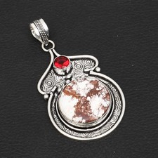 Wild Horse Jasper Garnet Gemstone Ethnic Handmade Pendant Jewelry 2.6