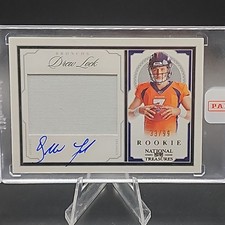 DREW LOCK 2019 Panini National Treasures Crossover Rookie Patch On Card Auto/99 