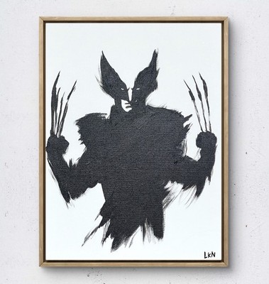 Laeknapes Monochromatic Wolverine Marvel Abstract Art 12X16 Canvas Expressionist