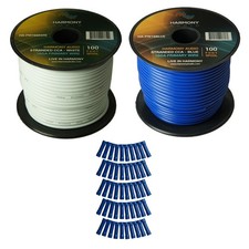Harmony Car Primary 16 Gauge Power or Ground Wire 200 Feet 2 Rolls White Blue