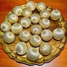 Vtg Gold Shimmery Satin Sheen 2 Inch Christmas Ornaments Balls Lot Of 21