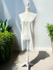 Wondermaid Slip Dress Womens Size 36 White Back Slit Adjustable Strap Nightgown