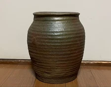 Old Echizen wide-mouthed jar tea ceremony utensils Japan Brown Pottery