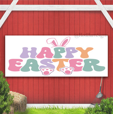 Happy Easter Bunny Indoor Outdoor Banner Sign with grommets