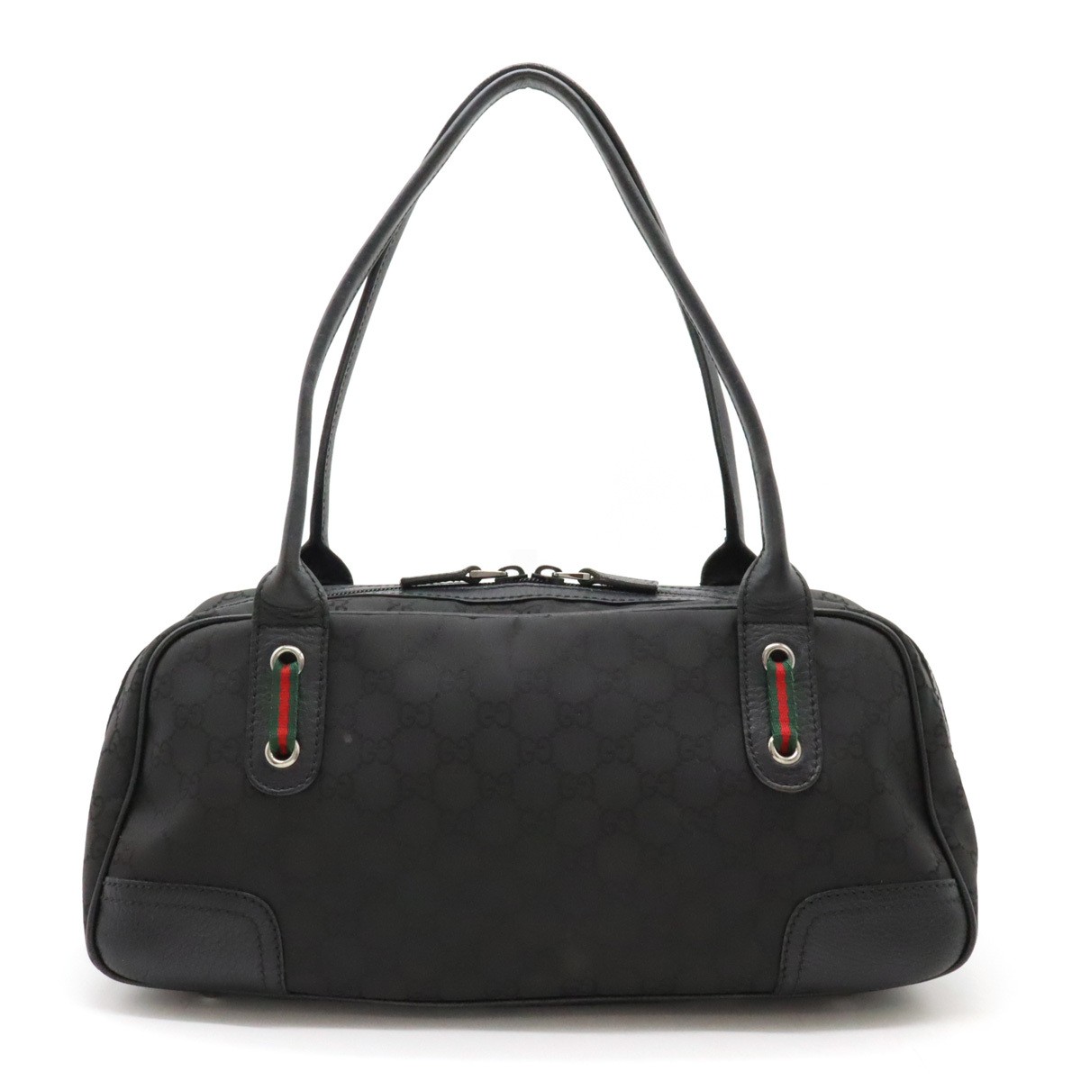 GUCCI GG Nylon Shelley Semi Shoulder Bag with Leather Accents
