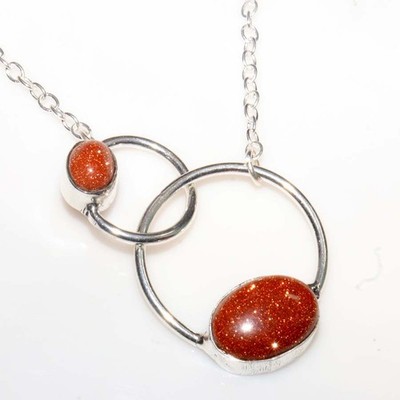 Pretty Oval Goldstone 925 Silver Plated Necklace 16'' Limited Stock Deal JW
