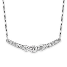 14k White Gold 3/4 carat Lab Grown Diamond Complete Bar Pendant Necklace 18"