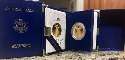 1986-W $50 Gold American Eagle Proof 1 Oz. Coin with original Box, CoA and Case.