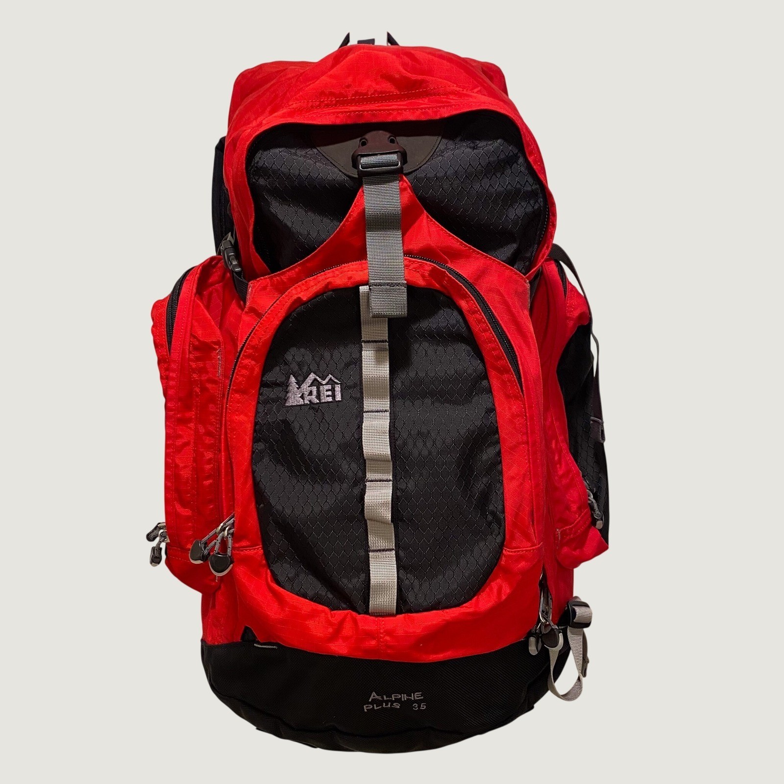 Mochila REI Alpine Plus 35 Roja Negra Senderismo Mochila Ripstop Nylon