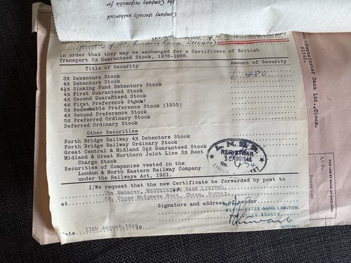 LNER Stock Certificate British Transport Conversion Forms Train Spotting Vintage - Picture 6 of 7