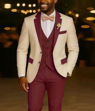 Mens Suits Notch Lapel Bestman Bespoke Business Blazer Workwear Wedding Tuxedo