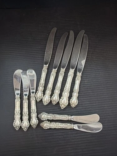10 Wallace Meadow Rose Sterling Silver Knives  Scrap Or Keep  + 4oz Troy