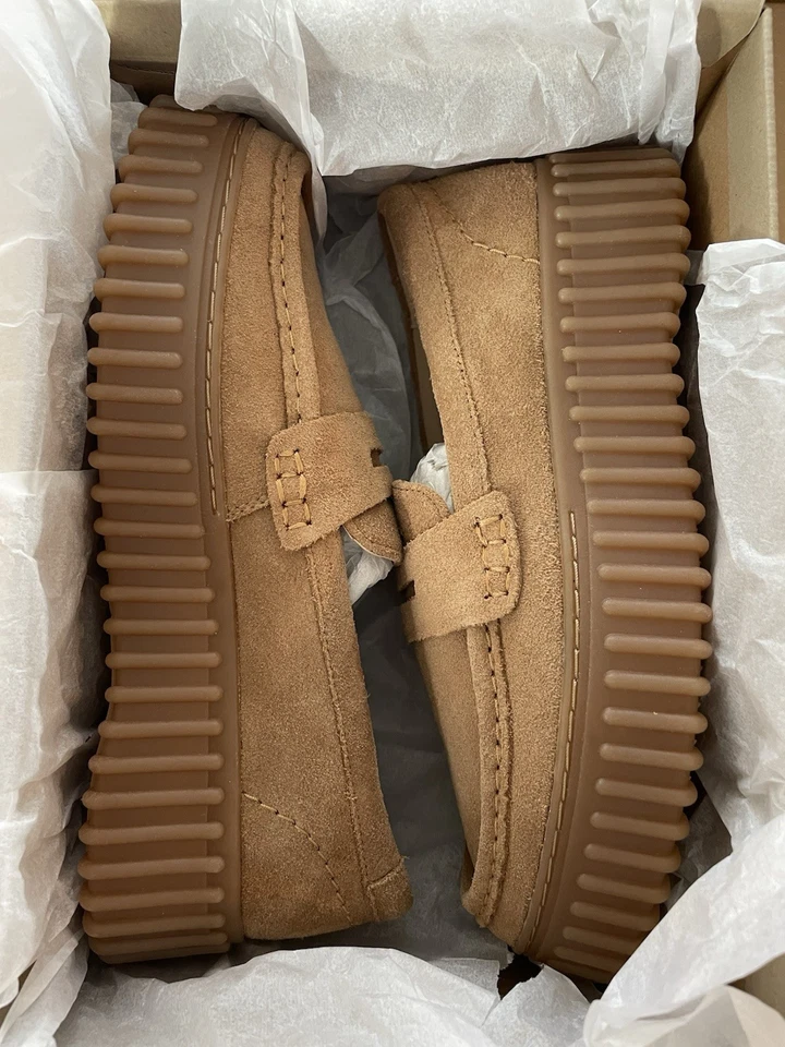 Mocasines Clarks Torhill Penny Plataforma Cuero Para Mujer EE. UU. 8.5 Gamuza Tostada Clara Foto 2 de 4