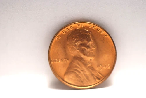 USA, 1942-P Lincoln Cent, Red UNC, small speck,NR, 4-9