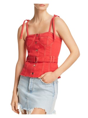 SJYP Womens Spaghetti Strap Square Neck Top