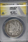 ANACS VF25 DETAILS 1882-CC MORGAN SILVER DOLLAR VERY FINE $1  (BC40)