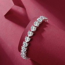 6.7'' Solid 925 Sterling Silver 24CTW Heart Cut Moissanite Tennis Chain Bracelet