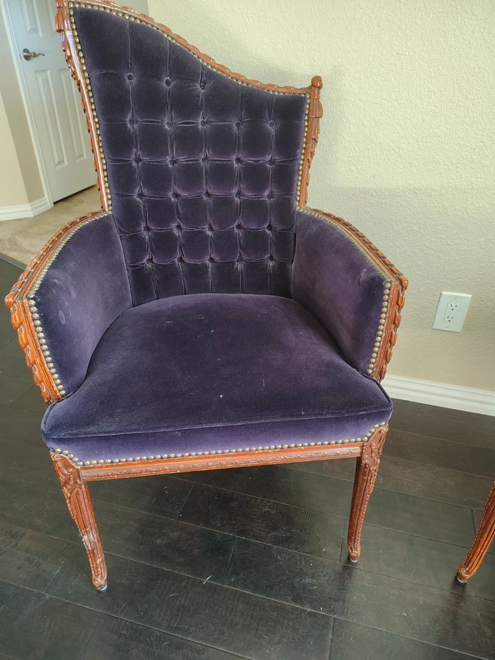 Sillones antiguos Hollywood Regency Grosfeld House caoba y palisandro - un par Foto 2 de 2