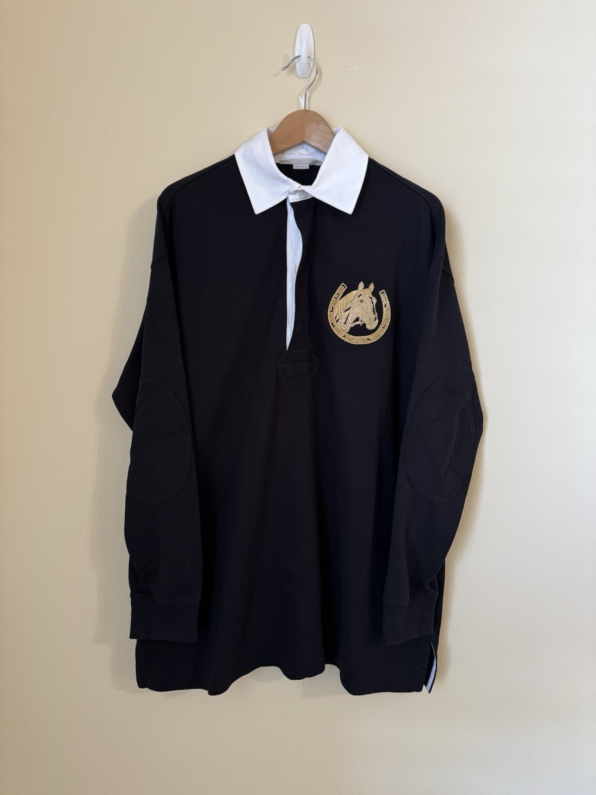 Stella McCartney Polo Club Oversized Rugby Top Shirt Black Large
