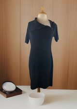 Calvin Klein sweater dress black medium 3/4 sleeves zipper detail knee length