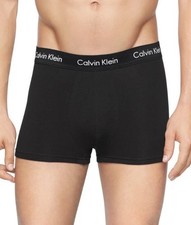 Image of Calvin Klein Cotton Stretch Low Rise Trunk Classic Fit Black 3 Pack Size Small