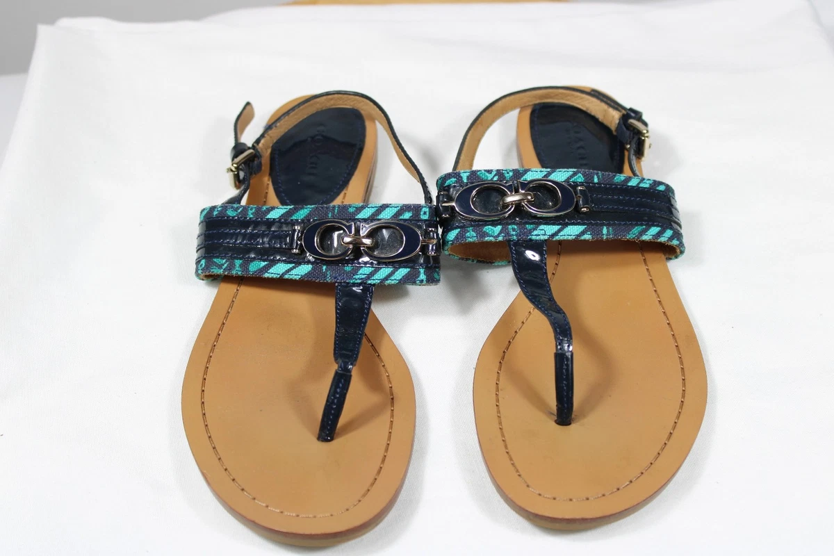 Coach Patent Leather Low (1-1.9 in) Heel Height Sandals for Women
