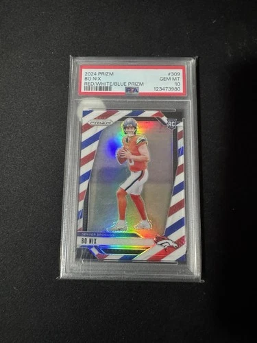 New Listing2024 Panini Prizm - Rookies Bo Nix #309 Red White & Blue Prizm PSA 10! 🔥