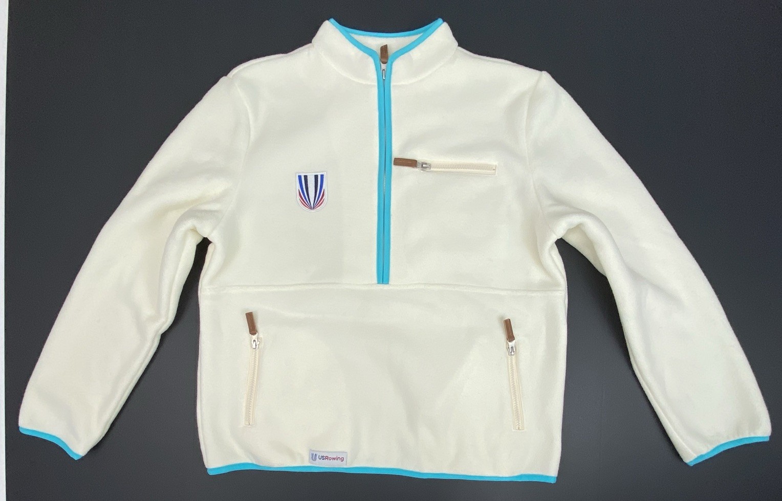 FILA Rowing US Inaugural Capsule Giacca mezza zip in pile pesante bianca XL