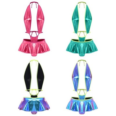 Women Monokini Tanning Bathing Suit Festival Swimsuit Seaside Metallic Beach