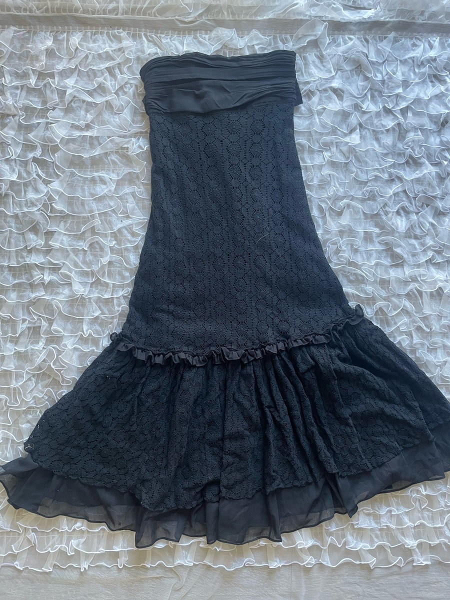 【MISCHIEF】 RHOMBUS KNIT SKIRT BLACK Vintage Lace Crochet Maxi Skirt S Witchy 90s Goth Gothic Lip