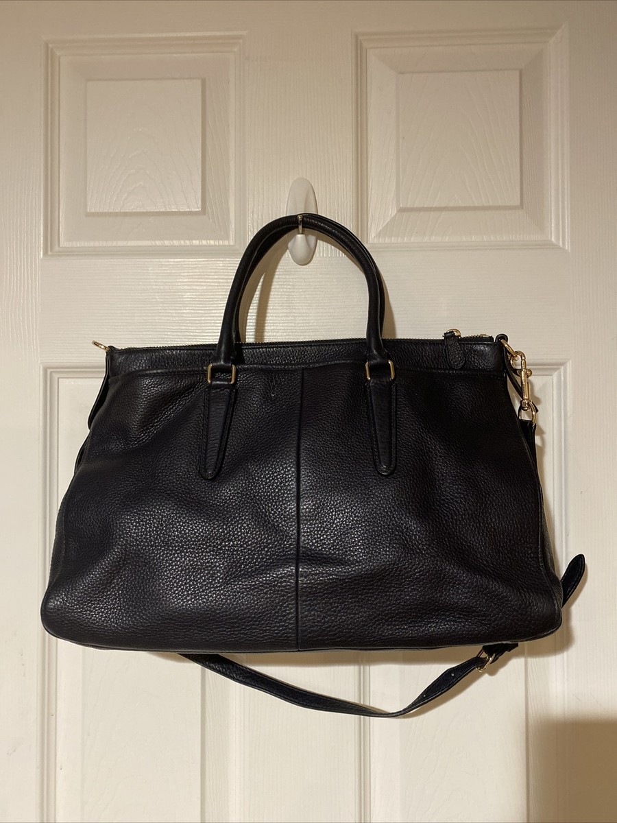 COACH Morgan Luxury Navy Pebbled Leather Satchel Shoulder Bag 