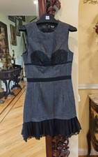 Dolce & Gabbana Dark Grey Wool/Silk Pleated Sheath Dress SIze IT 42