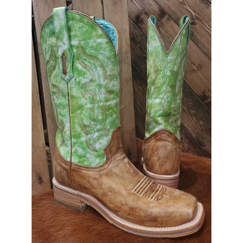 Corral Women's Sand Green Embroidery Western Boots - Wide Square Toe