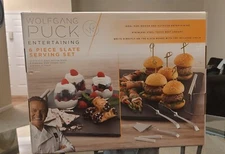 New Wolfgang Puck 6-Piece Slate Serving Set 3 Stainless Steel Tools & Chalk
