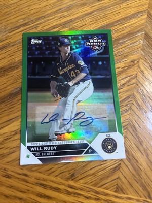 WILL RUDY 2023 TOPPS PRO DEBUT  PD-150 AUTO GREEN FOIL 65/99 SP BOTTOM PEEL