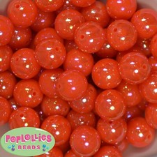 20mm Neon Orange AB Finish Acrylic Miracle Bubblegum Beads Lot 20 pc Chunky