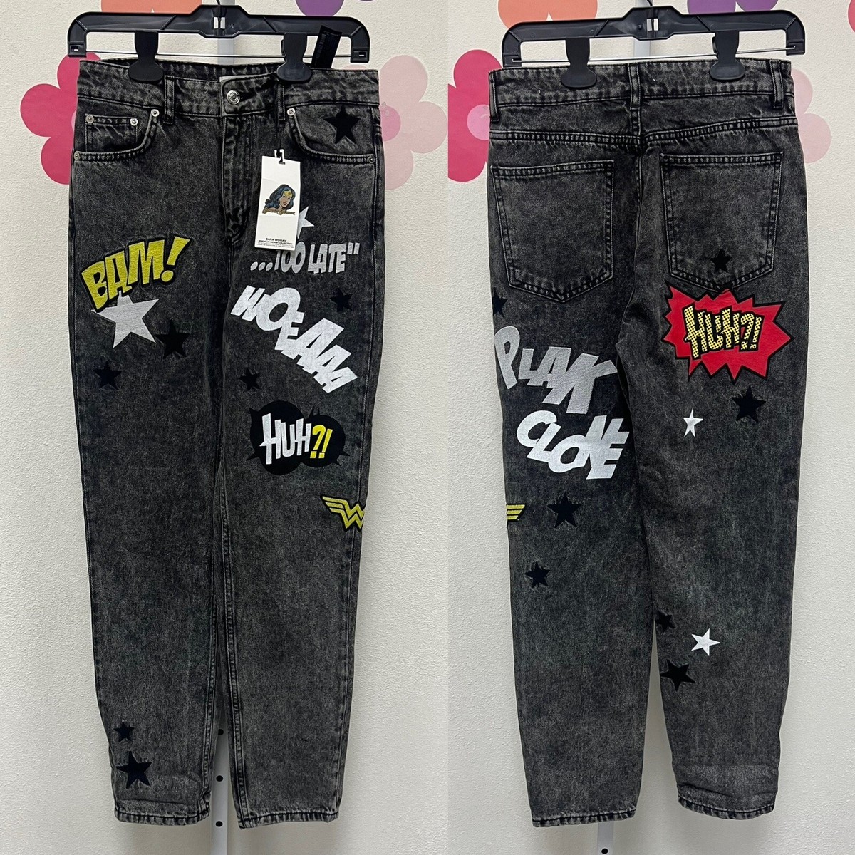 ZARA The Mom Denim Wonder Woman Acid Wash Jeans Size 4 | eBay