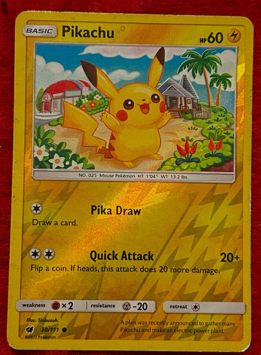 2017 Pokemon Crimson Invasion Pikachu Reverse Holo Common Card 30/111 NM