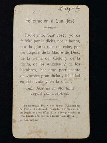 holy card chromolithography santino image pieuse "SAN JOSE" - Picture 2 of 2